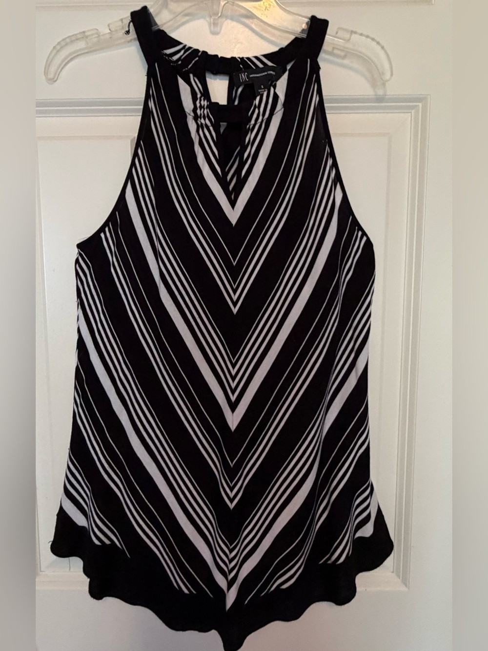 INC International Concepts Black and White Striped Halter Camisole